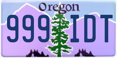 OR license plate 999IDT