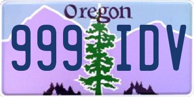 OR license plate 999IDV