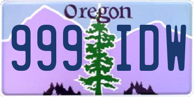 OR license plate 999IDW