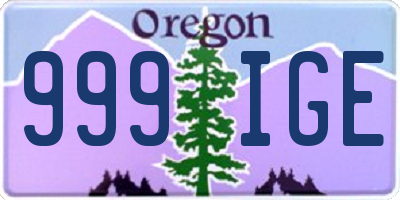 OR license plate 999IGE