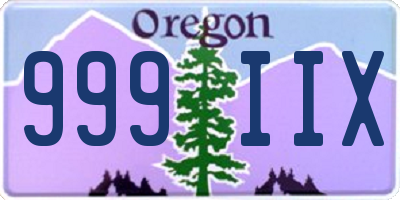 OR license plate 999IIX