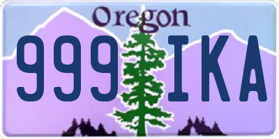 OR license plate 999IKA