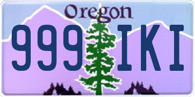 OR license plate 999IKI