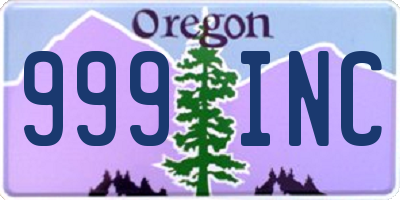 OR license plate 999INC