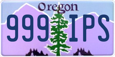OR license plate 999IPS