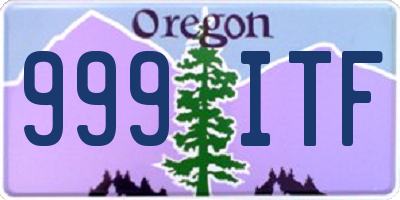 OR license plate 999ITF