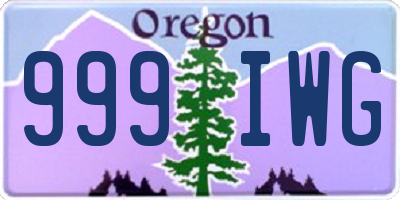 OR license plate 999IWG