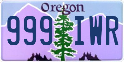 OR license plate 999IWR
