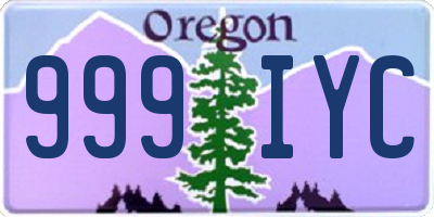 OR license plate 999IYC