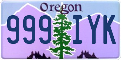 OR license plate 999IYK