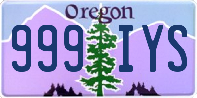 OR license plate 999IYS