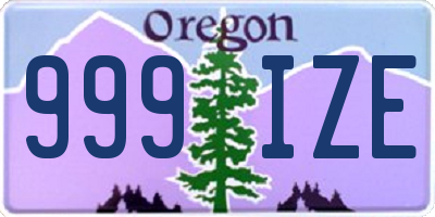 OR license plate 999IZE