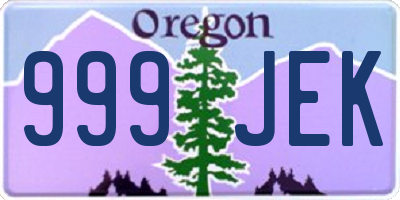 OR license plate 999JEK