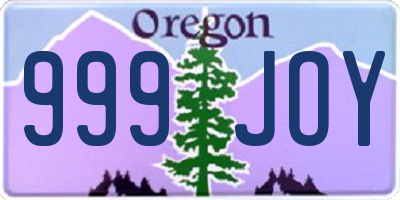 OR license plate 999JOY