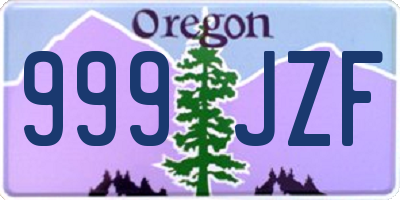 OR license plate 999JZF