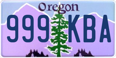 OR license plate 999KBA