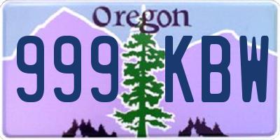 OR license plate 999KBW