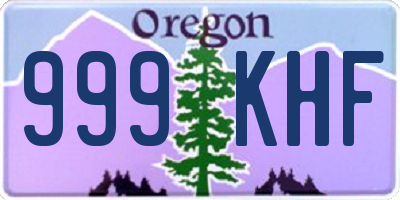 OR license plate 999KHF