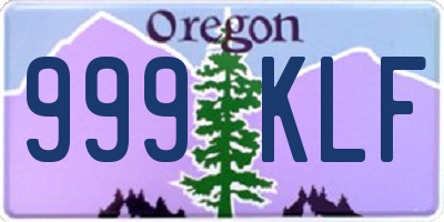 OR license plate 999KLF