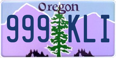 OR license plate 999KLI