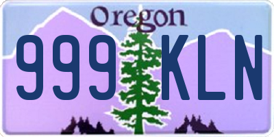 OR license plate 999KLN