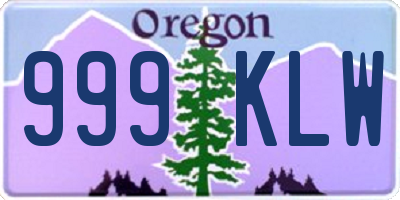 OR license plate 999KLW