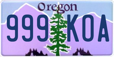 OR license plate 999KOA