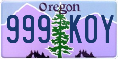OR license plate 999KOY