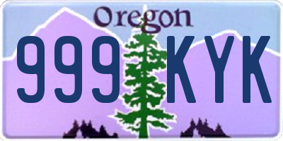 OR license plate 999KYK