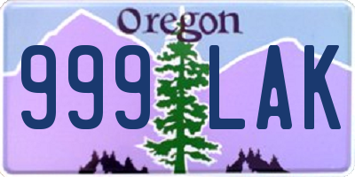 OR license plate 999LAK