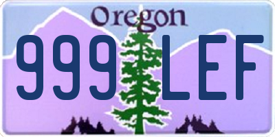 OR license plate 999LEF