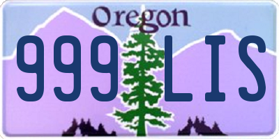 OR license plate 999LIS