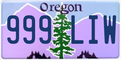 OR license plate 999LIW