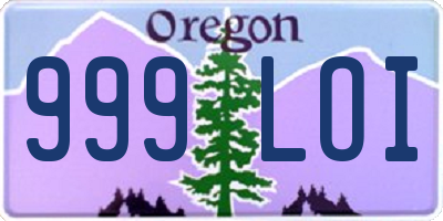 OR license plate 999LOI