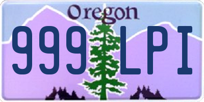 OR license plate 999LPI