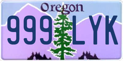 OR license plate 999LYK