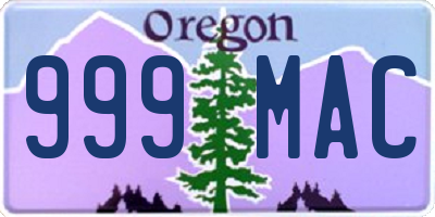 OR license plate 999MAC