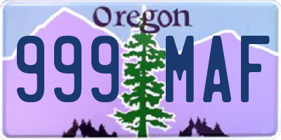 OR license plate 999MAF