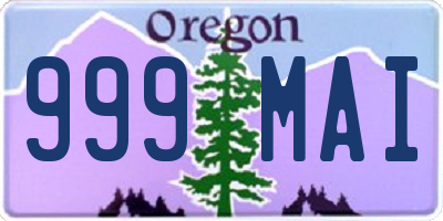 OR license plate 999MAI