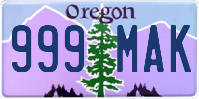 OR license plate 999MAK