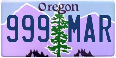 OR license plate 999MAR