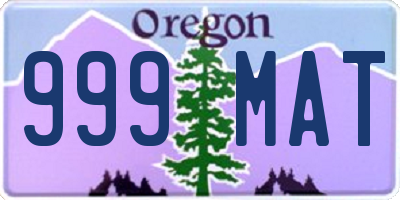 OR license plate 999MAT