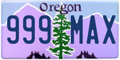 OR license plate 999MAX