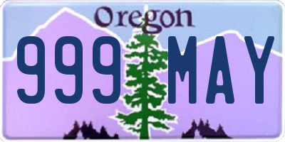 OR license plate 999MAY