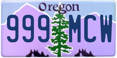 OR license plate 999MCW