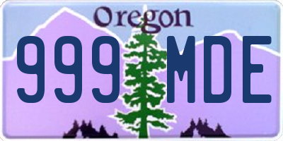 OR license plate 999MDE