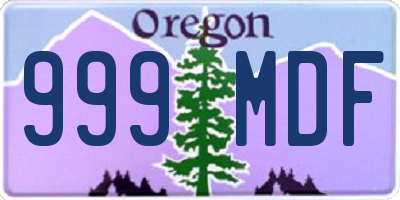 OR license plate 999MDF