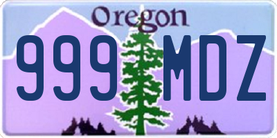 OR license plate 999MDZ