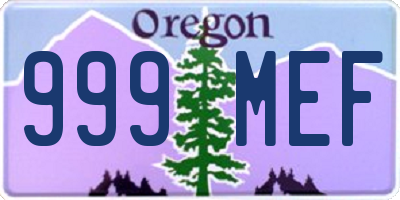 OR license plate 999MEF