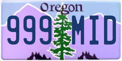 OR license plate 999MID